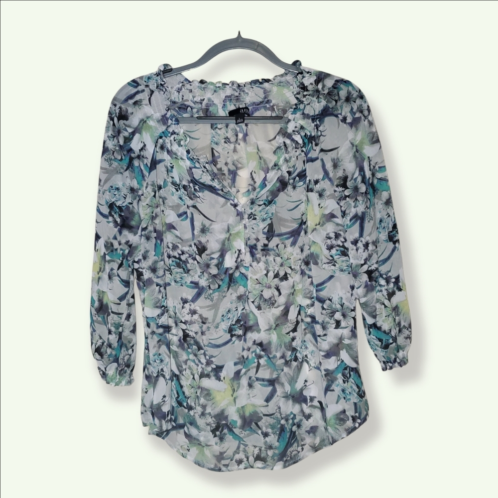 A.n.a. sheer floral print blouse size Large